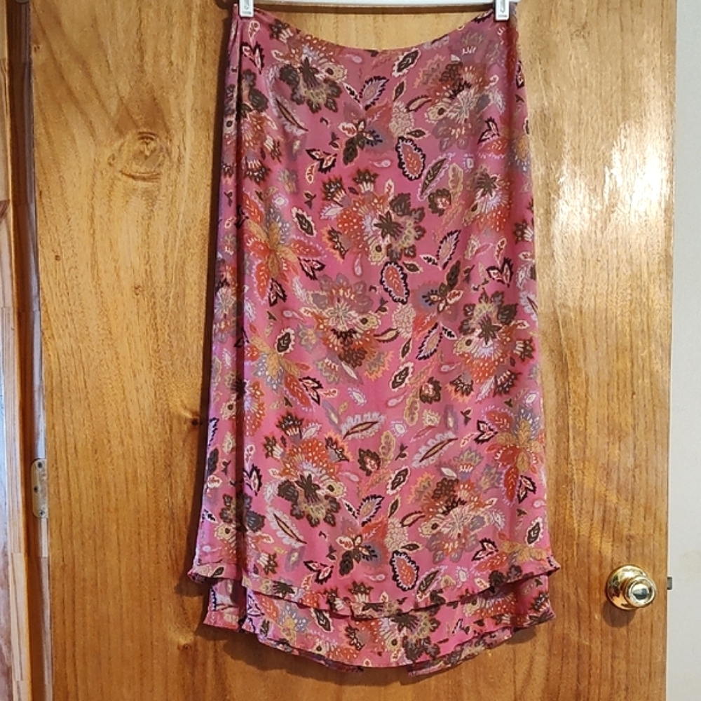 Sigrid Olsen Pink Floral Midi Skirt